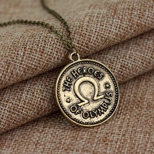 MQCHUN Vintage Gold PercyJackson and the Heroes of Olympus ivlivs coin Pendants Necklaces