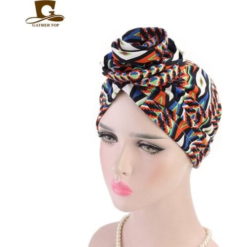 Womens Cotton Turban Fashion Print Chemo Cap Ladies Bandanas Headwear
