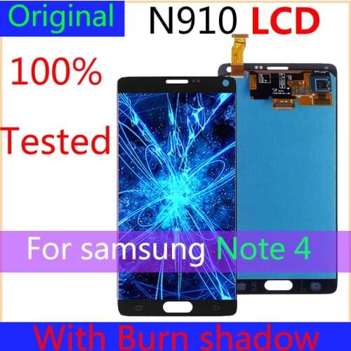Original For SAMSUNG Galaxy Note 4 Note4 N910 N910A N910F N910H With Big Burn Shadow LCD Display+Touch Screen Digitizer Assembly