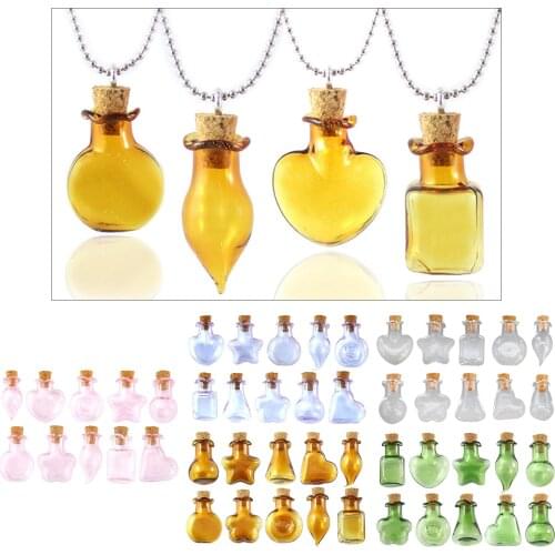 10 pcs Small Mini Glass Bottles Jars Corks Gift Stoppers Wish Bottles for DIY Perfume Bottles
