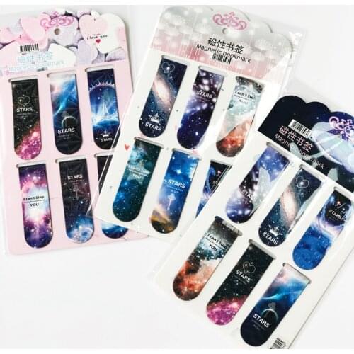30 packs/lot The Dark Starry Stars Night Magnetic Bookmark Creative Stationery Student Prize Book Accessories