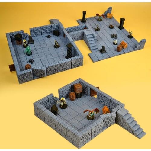 3d print TRPG lock dungeons starter expansion terrain wall door corner hall alcove pillar set miniature board game models