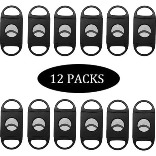 PIPITA 6 Or 12 Pcs Cigar Cutter Black Plastic Guillotine Double Blades Stainless Steel Pocket Cutters Cigar Tool Knife Scissor