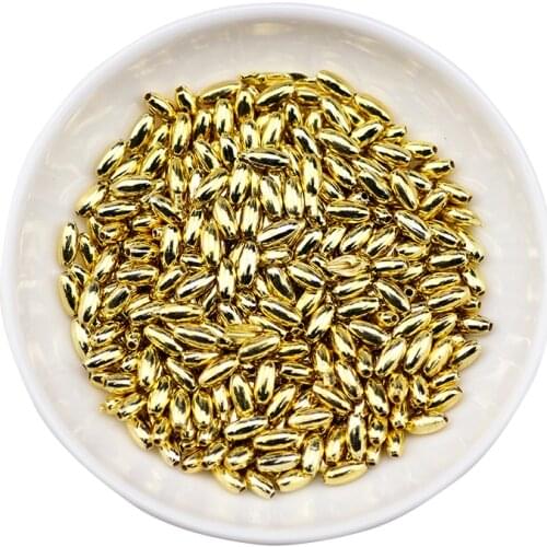8x4mm Golden Plated Plastic Acrylic Rice Beads Spacer Hole Round Silver ABS Beads DIY Bracelets Jewelry Making Accessories