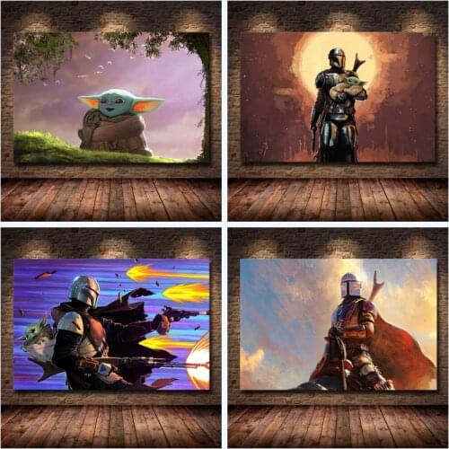 American Classic Popular Drama Science Fiction Tv Series The Mandalorian Canvas Painting Poster Art Pictures Living Room Decor