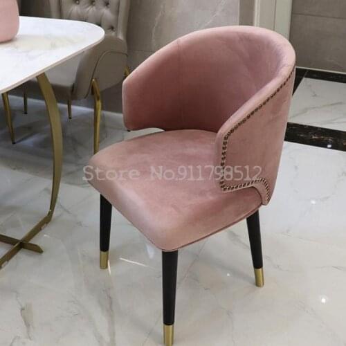 American solid wood dining chair household light luxury modern fabric chair back chair dressing desk chair commercial beauty cha