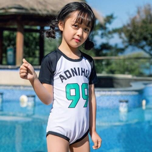 Little / Big Girls' Short Sleeve Surf Tank One Piece Swimsuit Sun Protection Swimwear Bathing Suits 2-12 Years
