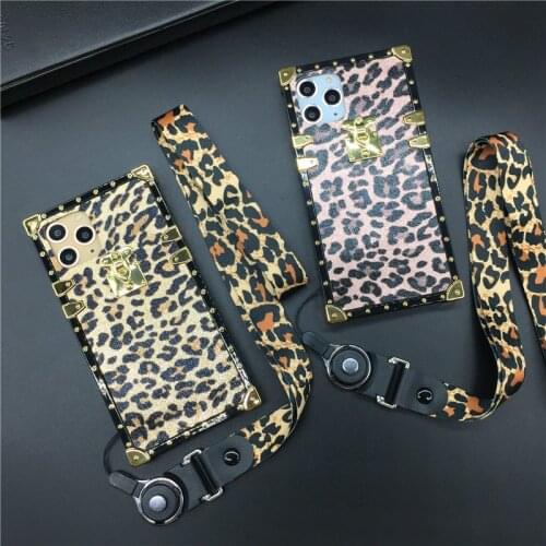 Luxury Brand Sexy Leopard Print Case For iPhone 12 PRO X XS Max XR Square Cover Phone Cases for iphone 11 Pro Max 7 Plus 8 6 6S