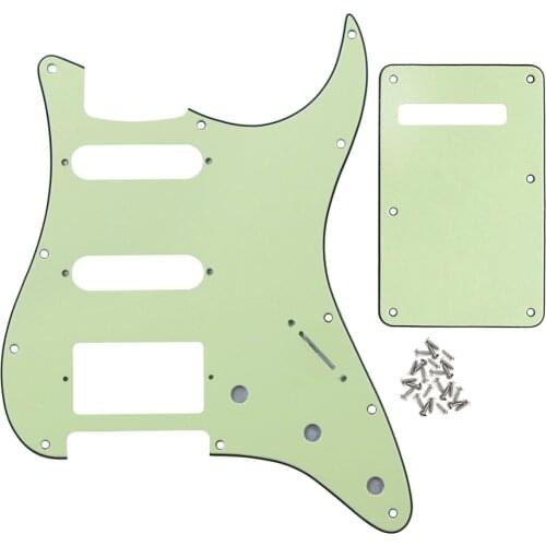 FLEOR SSH HSS Guitar Pickguard Back Plate 3Ply Mint Green & Screws for USA /Mexican Standard ST Style Guitar Accessories