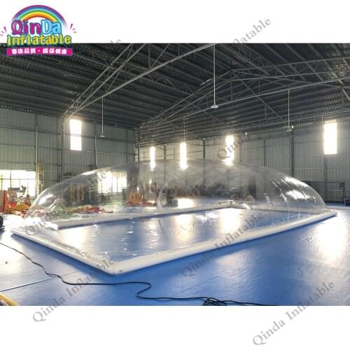 Giant outdoor transparent inflatable bubble dome tent for pool, 9x4x3m inflatable pool tent for cover