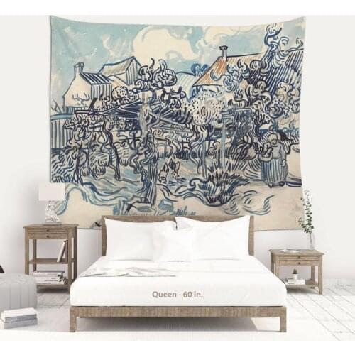 Van Gogh Drawing Tapestry Old Vineyard With Peasant Woman Wall Hanging Decor