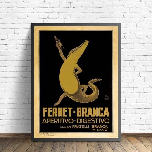Fernet Branca Art Aperitivo Digestivo Poster and Print Vintage Food Drink Canvas Painting Kitchen Wall Pictures for Living Room