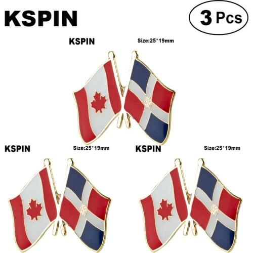 Canada & Dominican Rep. Friendship Lapel Pin Flag badge Brooch Pins Badges 3Pcs a Lot