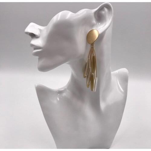 Kara&Kale Boho Drop Earings Fashion Jewelry Charms Gothic Long Earrings Metal Earthy Acrylic Bead Earrings For Women Accessories