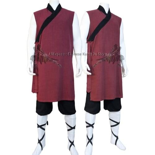 Summer Shortsleeves Shaolin Kung fu Suit Buddhist Monk Robes Martial arts Wushu Uniforms 10 Colors Custom Service