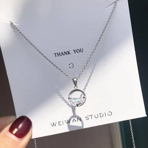 Cute Female Circle Round Pendants Fashion Plate with Silver Color Necklaces For Women Christmas New Year Gift Fashion Accessori