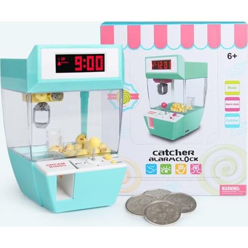 Mini Doll Machine With Alarm Clock Coin Operated Toy Crane Candy Balls Catcher Grabber Claw Arcade Games Gift For Children
