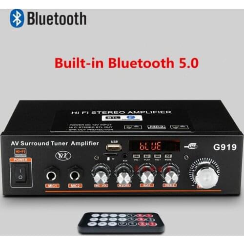 G919 18W+18W Mini KTV Karaoke Bluetooth 5.0 Microphone Radio FM SD Hifi 2CH Amp Music Player Digital Amplifier for Car Home