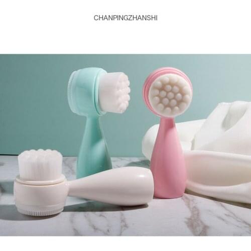 Soft hair manual cleansing brush Silicone facial cleansing brush Beauty cleansing instrument to clean beauty tools Handle