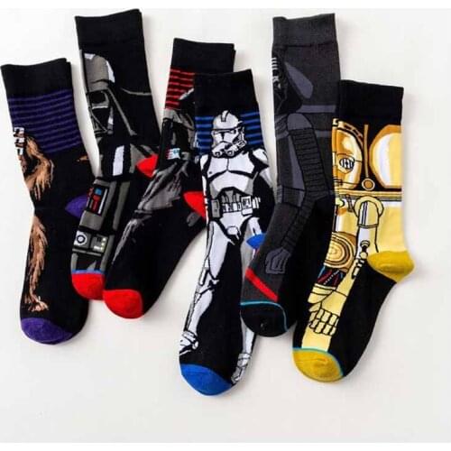 Knee-Middle Socks Spring Autumn Winter Women Men Skateboard Casual Socks Star Wars Illustration Pattern Socks Funny Socks
