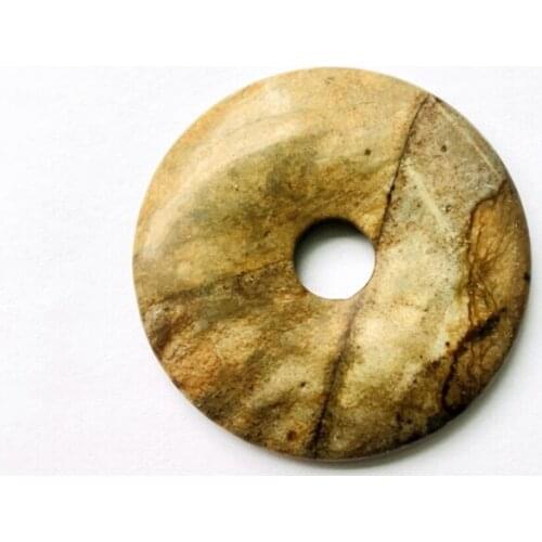 Wholesale 1pcs Natural Picture Jaspers Bead Pendant,50mm Donut Gem Stone Bead Pendant For Jewelry