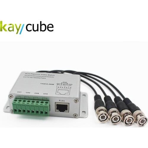 CCTV 4 Channel Passive Transmitter Video Balun BNC Male to UTP Rj45 Cat5 4 CH UTP Video Balun Transmission for CCTV System