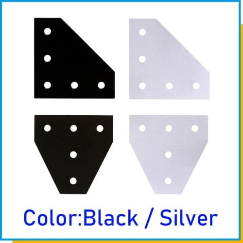2pcs/lot 5 Hole Black/Silver Joint Board Plate Corner Angle Bracket Connection Joint Strip for 2020 3030 4040 Aluminum Profile