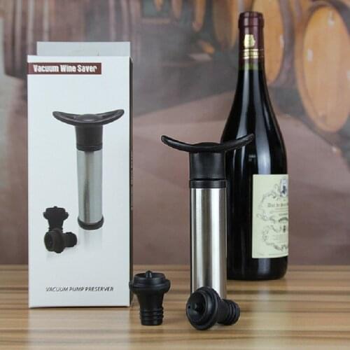 Protable Wine Preserver Vacuum Air Pump Wine Bottle Stoppers Stainless Steel Home Kitchen Grape Wine Stored Fresh Tools