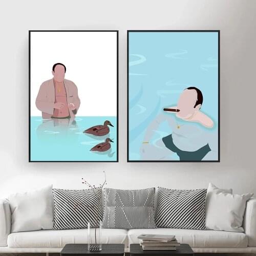 Nordic Movie Smoking Sopranos Inspired Posters Pool Swimming Canvas Painting Wall Art Prints Living Room Bathroom Decor