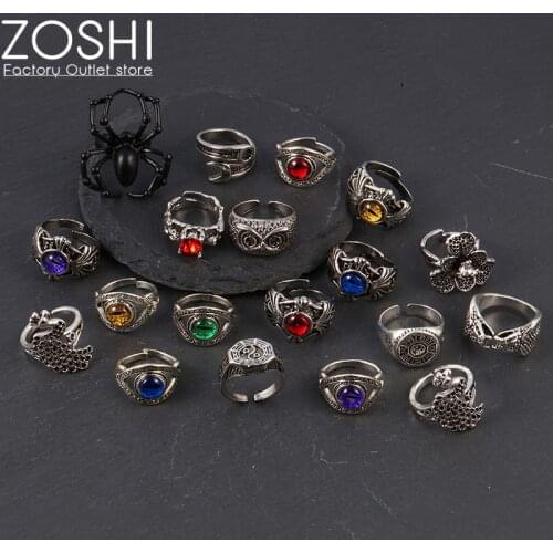 Adjustable Vintage Gothic Narutos Sharingan Eye Hippie Handmade Animal Knuckles Rings for Women Girls Punk Gift Cosplay Jewelry