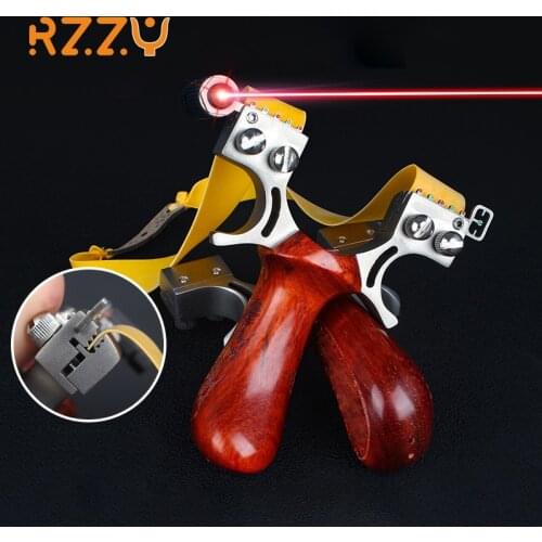 Hunting Slingshot High Precision Stainless Steel Fast Press Wooden Handle Catapult with Rubber Band Outdoor Sports Shooting New