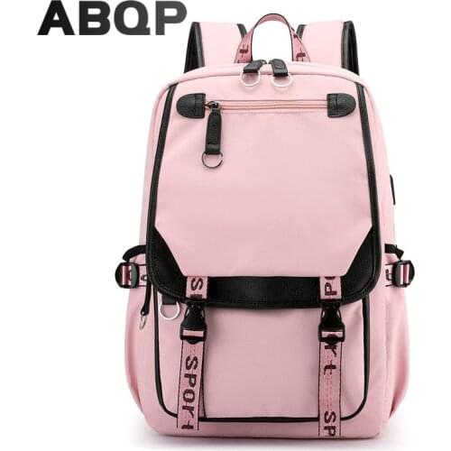 ABQP Waterproof Oxford School Girl Backpack 14" Laptop Backpacks For Women Designers Multi Pockets Backpack For Girls
