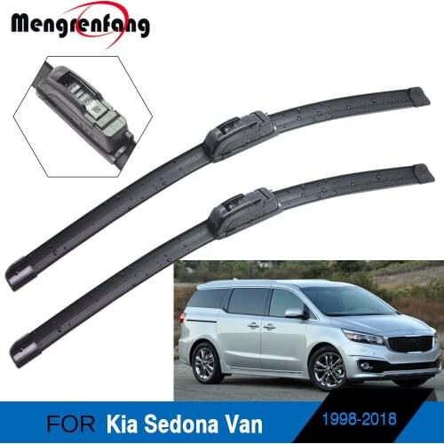 For Kia Sedona Van Car Front Windscreen Wiper Blades Soft Rubber Wiper J Hook Arms Styling 1998-2018