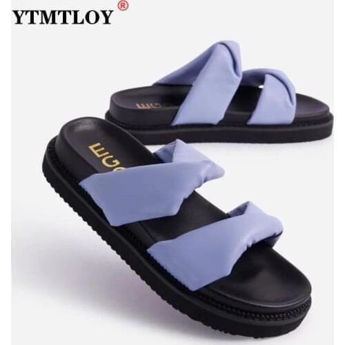 Summer New Platform Slippers Women Thick Bottom Flat Casual Slides Outdoor Solid Color Women Peep Toe Sexy Flat With Sandals