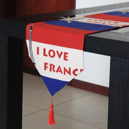 French tower print table runner cotton red and blue Eiffel Tower table cloth dinning table blue cloth table flag