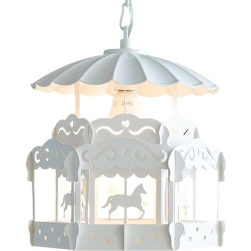 Children 1 pcs pendant hanging light Vintage Creative horse kids lighting E27 American girls boys Bedroom LED porch lights