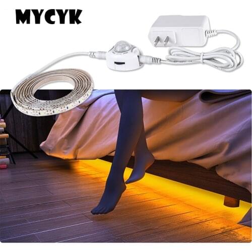 Mycyk LED Under Cabinet Lights PIR Motion Sensor Led Strip 12V Wardrobe Lamp Luminary Night Lighting For Kitchen Bedroom Closet