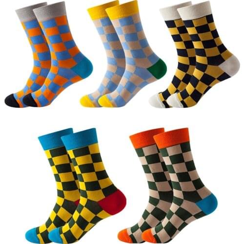 Spring and autumn socks men and women couples Japan and South Korea Europe and the United States ins checkered adult tide socks