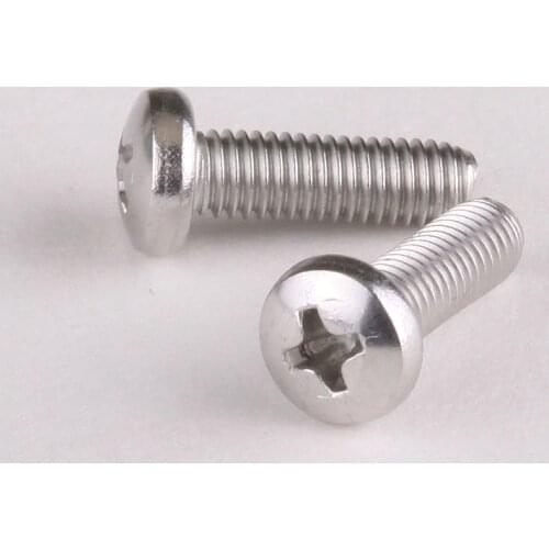 40PCS Round Pan Head Phillips Screws 304 Stainless Steel Machine Screws M1.6*2/3/4/5/6/8/10/12/14/16mm GB818