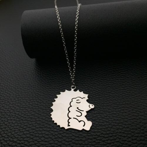Cute Hedgehog Pendant Necklace Personality Animal Necklaces High Polished Stainless Steel Jewelry Christmas Gift for You YP3948