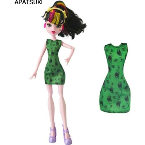 Green Dress for Monster High Dolls Clothes For Monster Doll Outfits For Ever After High Doll Accessories Kids Girls Toys 1/6