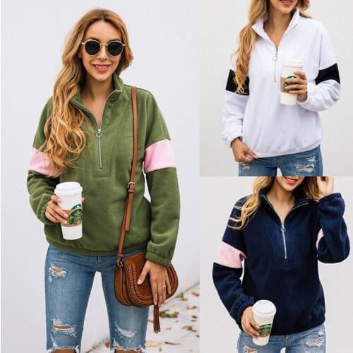 AECU 2021 Women Autumnwinter Fleece Hoodies Jacket Elegant Warm Soft Zipper Fur Pullover Plush Pocket Casual Outwear Sweatshirts