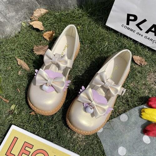 New Kawaii Sweet Girls Anime Lolita Shoes Japanese Mori Womens Flat Soft Sister Cos Big Head Pu Leather Lolita Jk Uniform Shoes