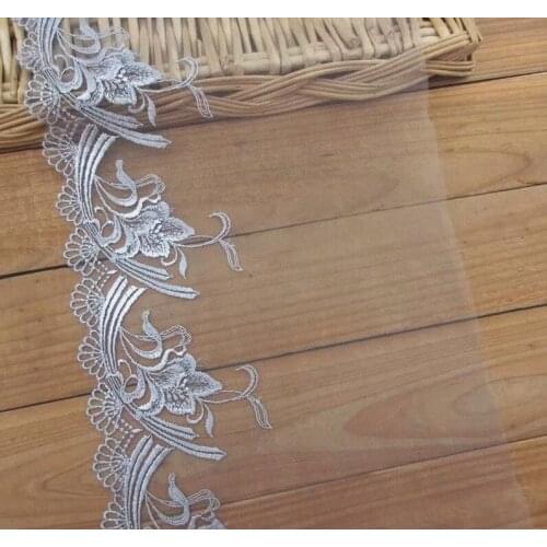 1 Meter 21cm wide DIY Clothes Accessories Guipure grey Lace Trim Tulle Flower Embroidered Trimmings Sewing Lace Appliques DIY