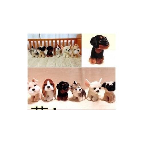 Puppy dog plush toy doll simulation 1 Set/6 PCS . Huskies,Schnauzer ,Chihuahua, Basset Hound,Rottweiler, pug,19cm birthday gift