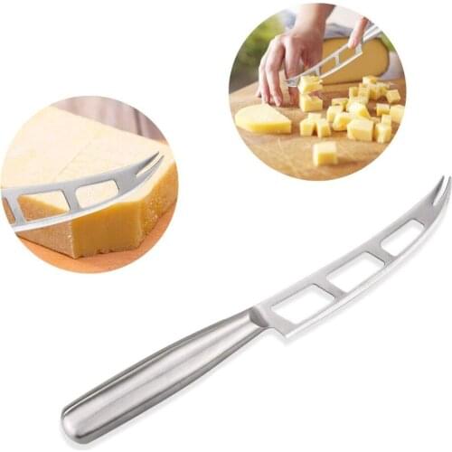 1pc Cheese Knife Stainless Steel Cheese Knife With Fork Tip Serrated Cheese Butter Knife Slicer Cutter Cheese Tools