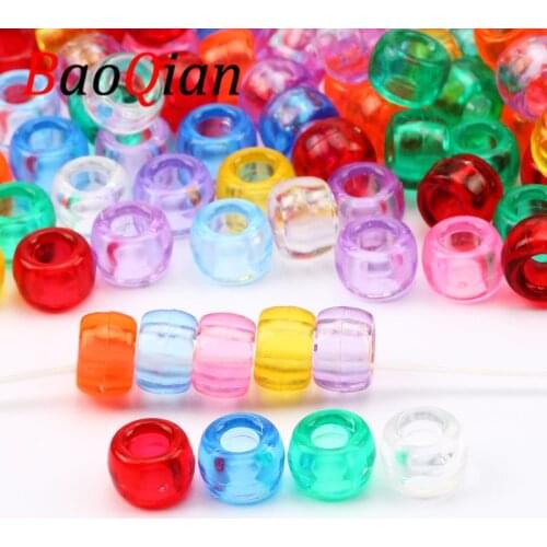 100-500pcs Round Acrylic Transparent Multicolor Spacer Beads Handmade DIY Children Bracelet Necklace Jewelry Making Accessories
