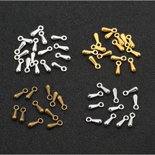 100pcs 2x7mm 3x9mm Tear Drop pendants Charms Gold/Silver/Bronze/Rhodium Color Tail Extend Chain End Beads DIY Jewelry Findings