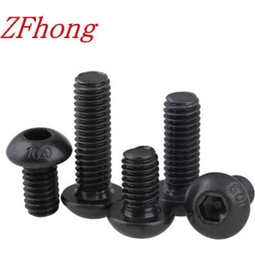 1000pcs Grade10.9 iso7380 M3*3/4/5/6/8/10/12/14/16/18/20 3mm Hex Socket Button Head Screws steel with black