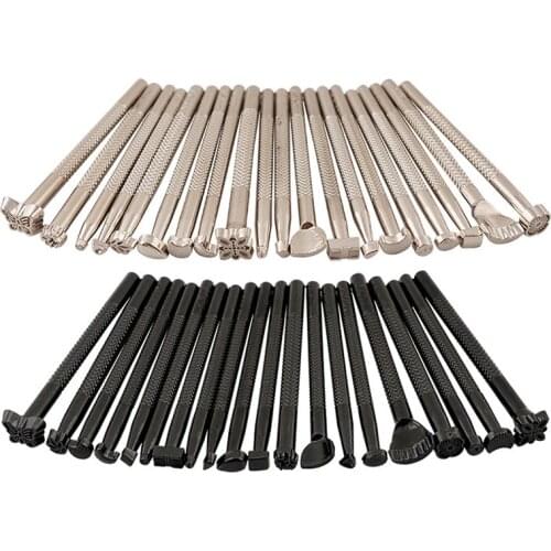 20pcs Leather Printing Tool Alloy Carving Making Craft Punch Stamps Sculpture Printed DIY Metal Leather Working Saddle Stamping